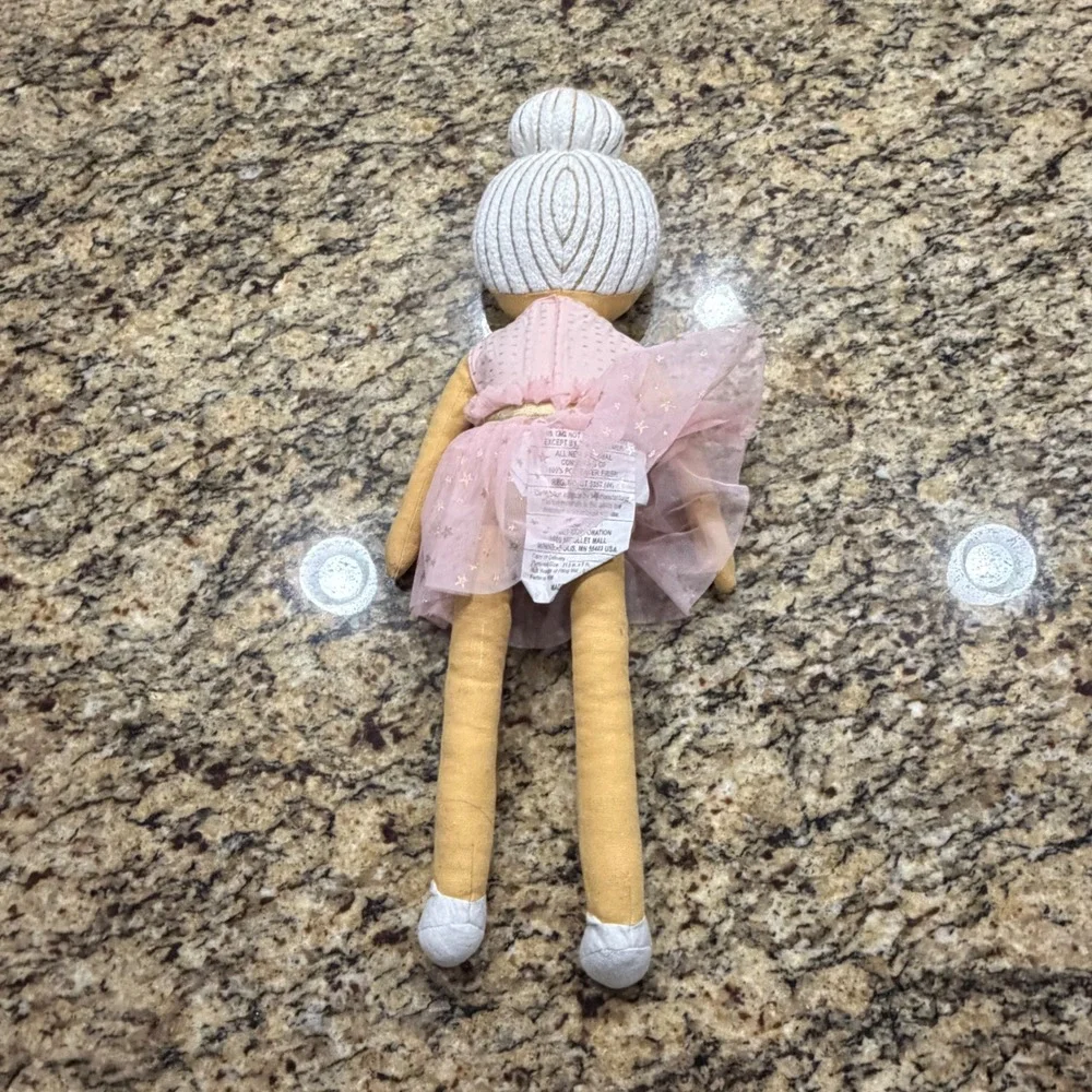 Pillowfort Ballerina Decorative Pillow Plush Doll Pink Gold Star Tutu 21.5 Inch